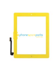 Apple iPad 3 / 4 touch screen with home button assembly and adhesive tape attached Yellow - AU Stock