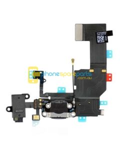 Apple iPhone 5C charging port and handsfree port flex cable Black - AU Stock