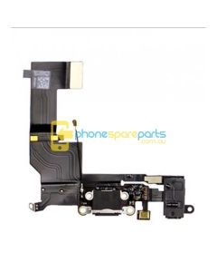 Apple iPhone 5S charging port and handsfree port flex cable Black - AU Stock